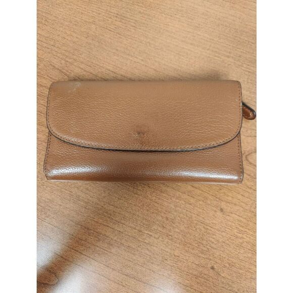 Coach BROWN Camel color Authentic Coach wallet F52715 AND CHECKBOOK COVER - Picture 1 of 16
